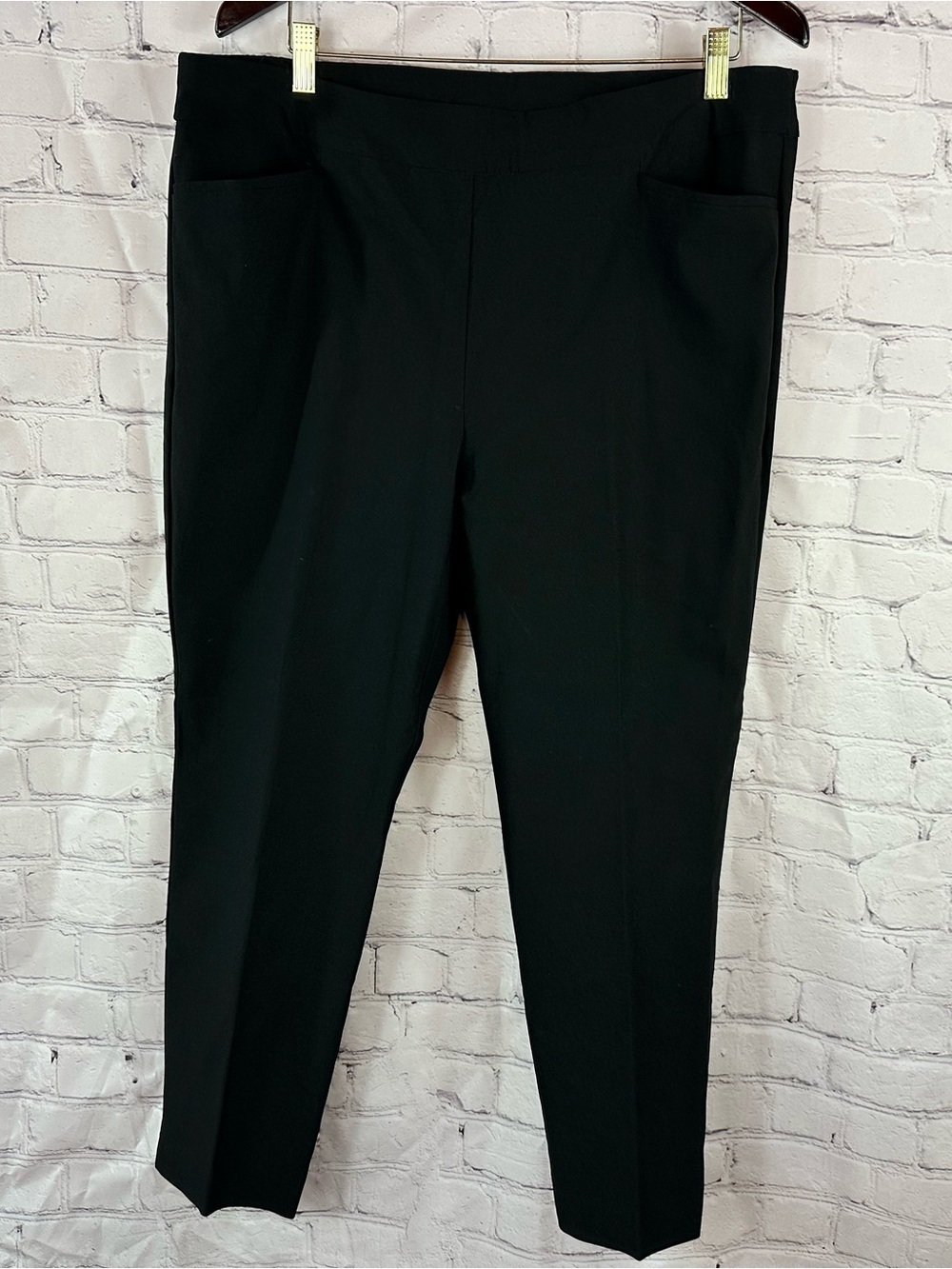 Chico's (3) Black pull on Pants women 16 minimalist business casual